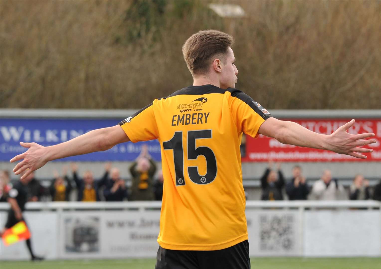 Jake Embery celebrates his goal Picture: Steve Terrell