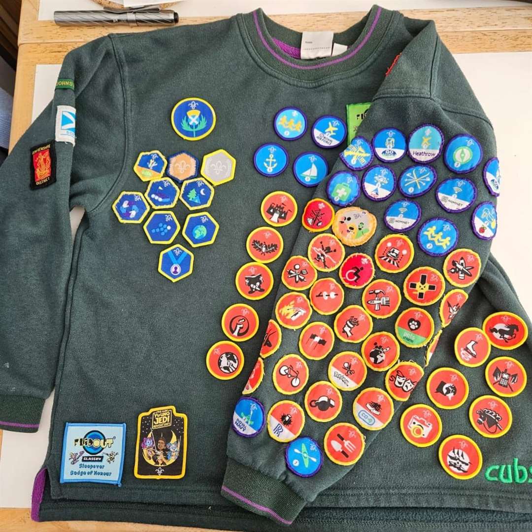 Kyle’s jumper, with all of his Cubs badges attached (family handout/PA)