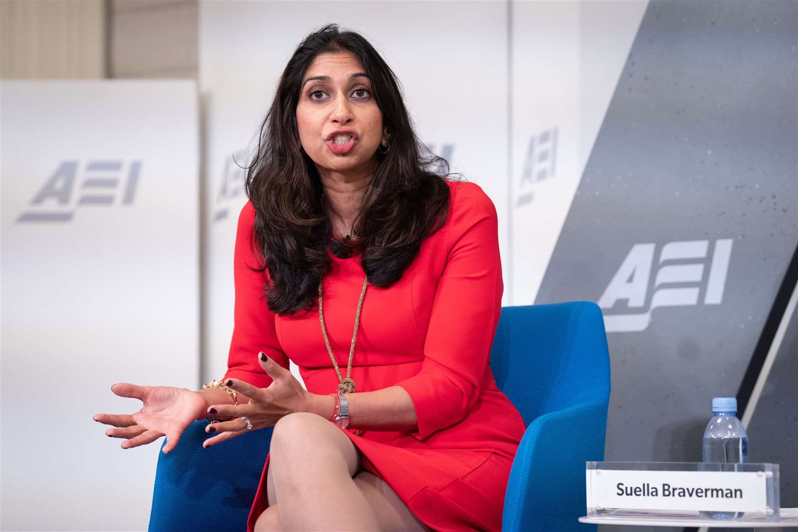 Home Secretary Suella Braverman delivers a keynote address at the American Enterprise Institute in Washington DC (PA)