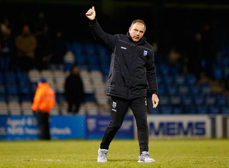 Steve Lovell salutes the home fans after a 4-1 win over Bristol Rovers Picture: Andy Jones