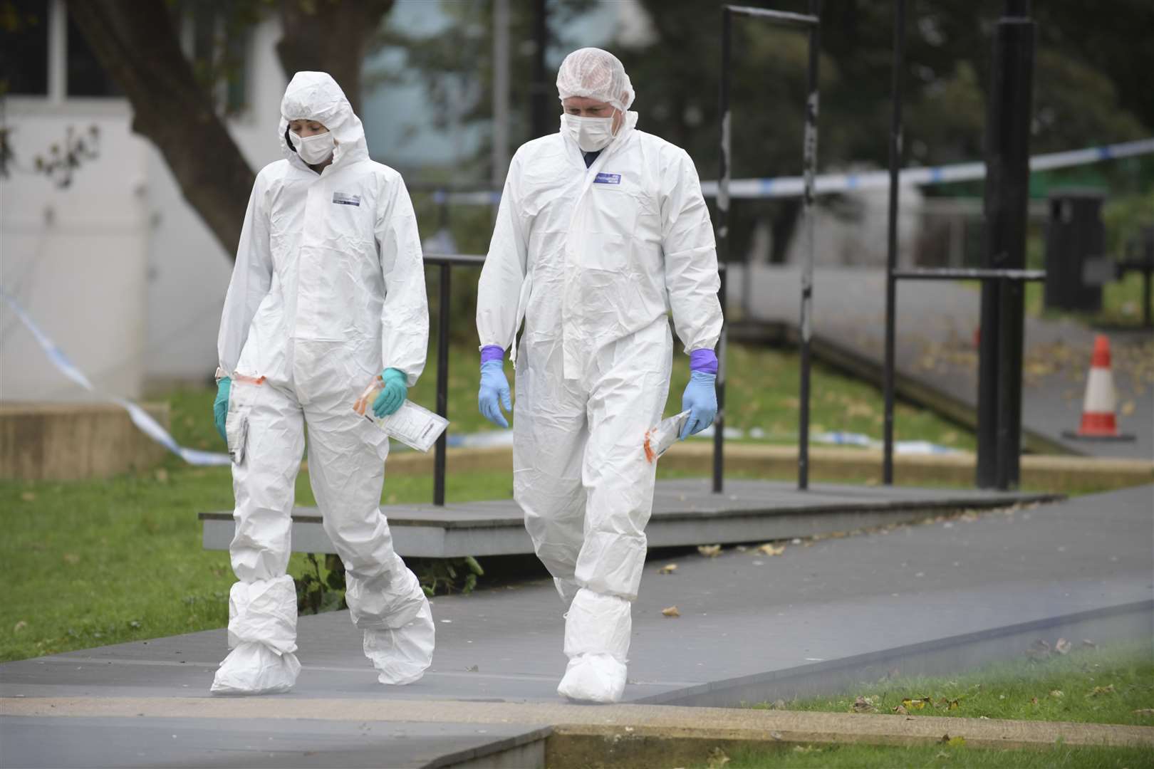 Forensic units at Payers Park in Folkestone in October. Picture: Barry Goodwin
