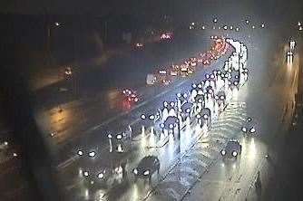 Drivers are being held on the A2 after an accident involving a motorcyclist. Picture: Highways England