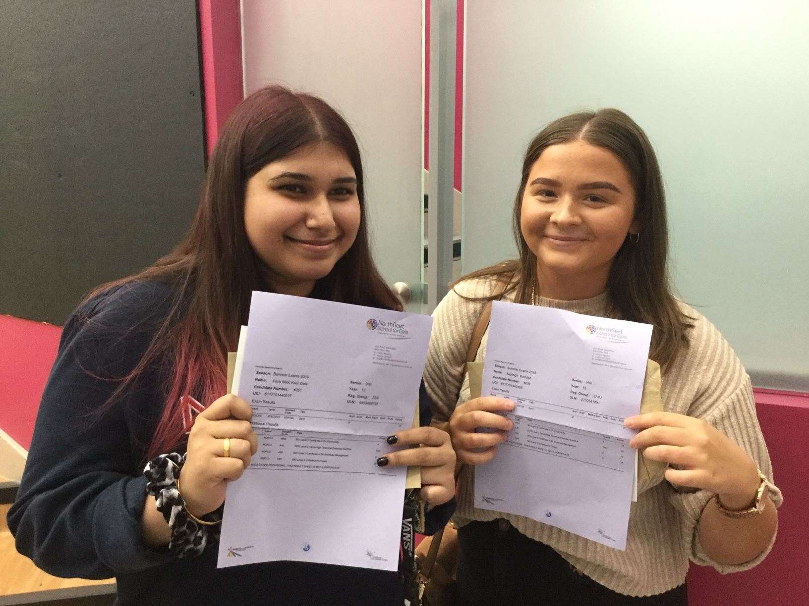 Paris Dale and Kayleigh Burridge from Northfleet School for Girls