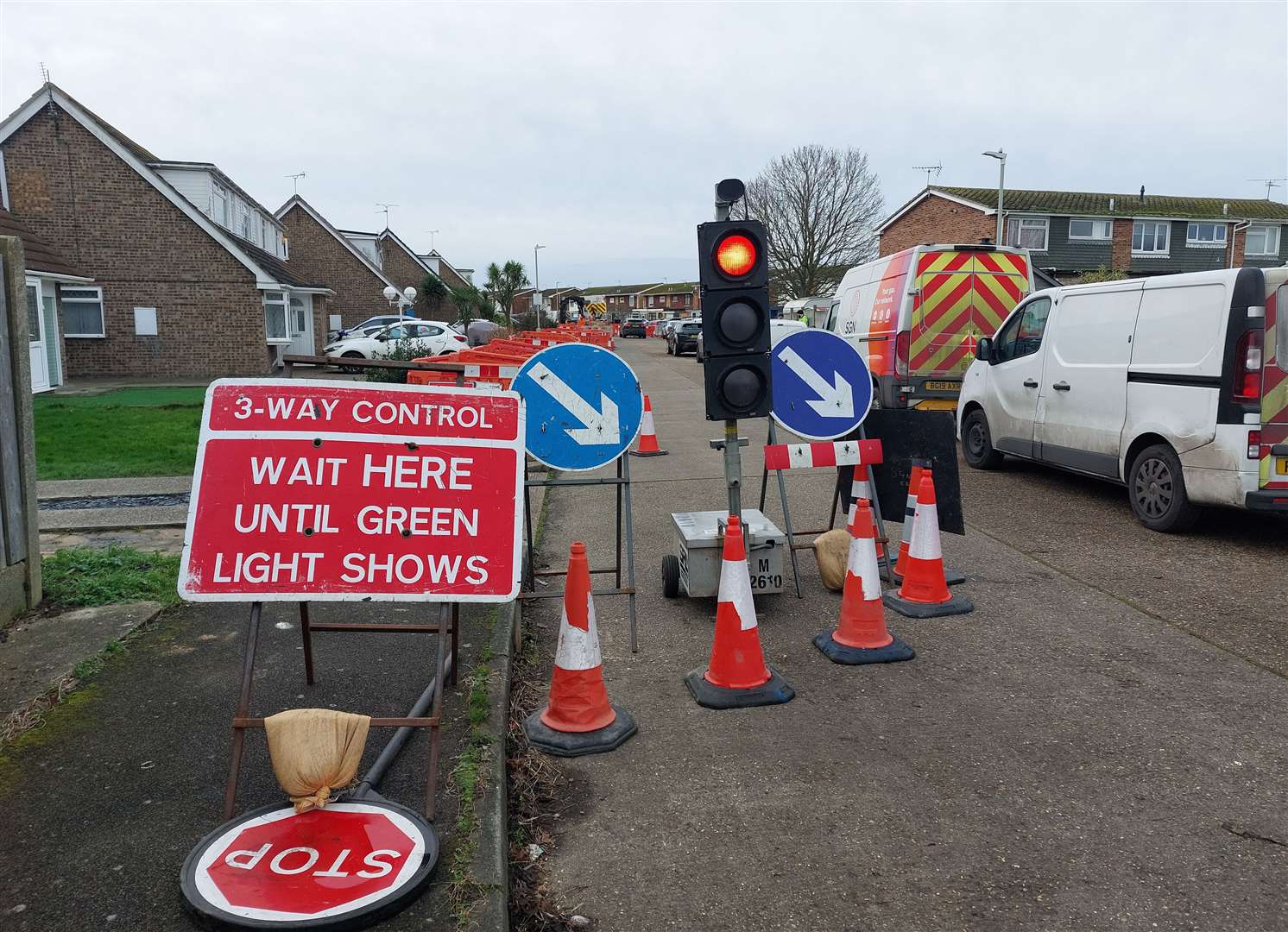 Temporary traffic lights were set up in Cornwall Road, Herne Bay