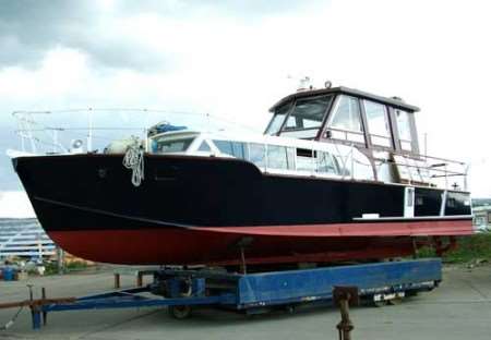 The boat after it was recovered from the River Medway