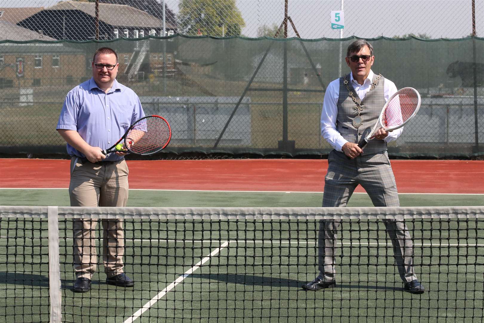 Gravesham mayor John Caller, right, with Cllr Shane Mochrie-Cox at Gravesham Tennis Club. Picture: Rob Powell