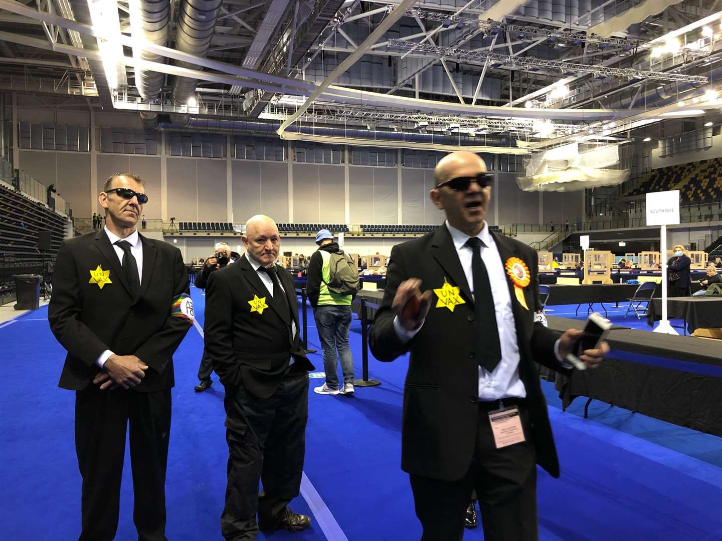 Derek Jackson, right, and Liberal Party supporters were at the Glasgow count (Neil Pooran/PA)