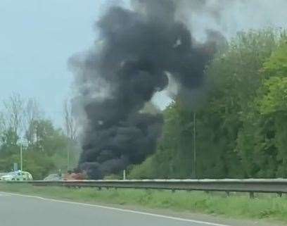 A car was on fire on Avenue Jacques Faucheux earlier today. Picture: Nadine Nicholson