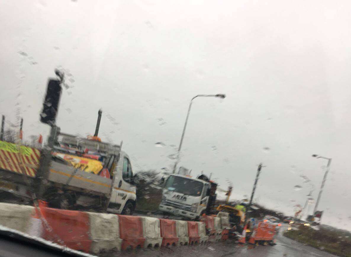 Temporary work is being carried out on the Lower Road, Minster