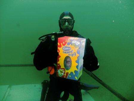 Underwater egg hunting at Holborough Lanes in Snodland