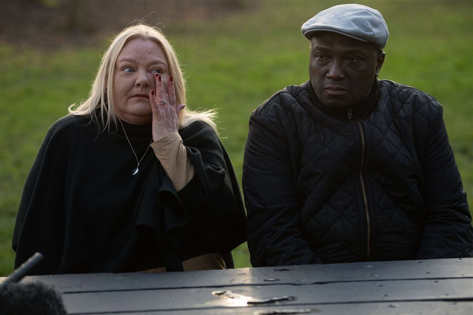 Dom Ansah’s parents, Tracey and Dominic Ansah (Jacob King/PA)