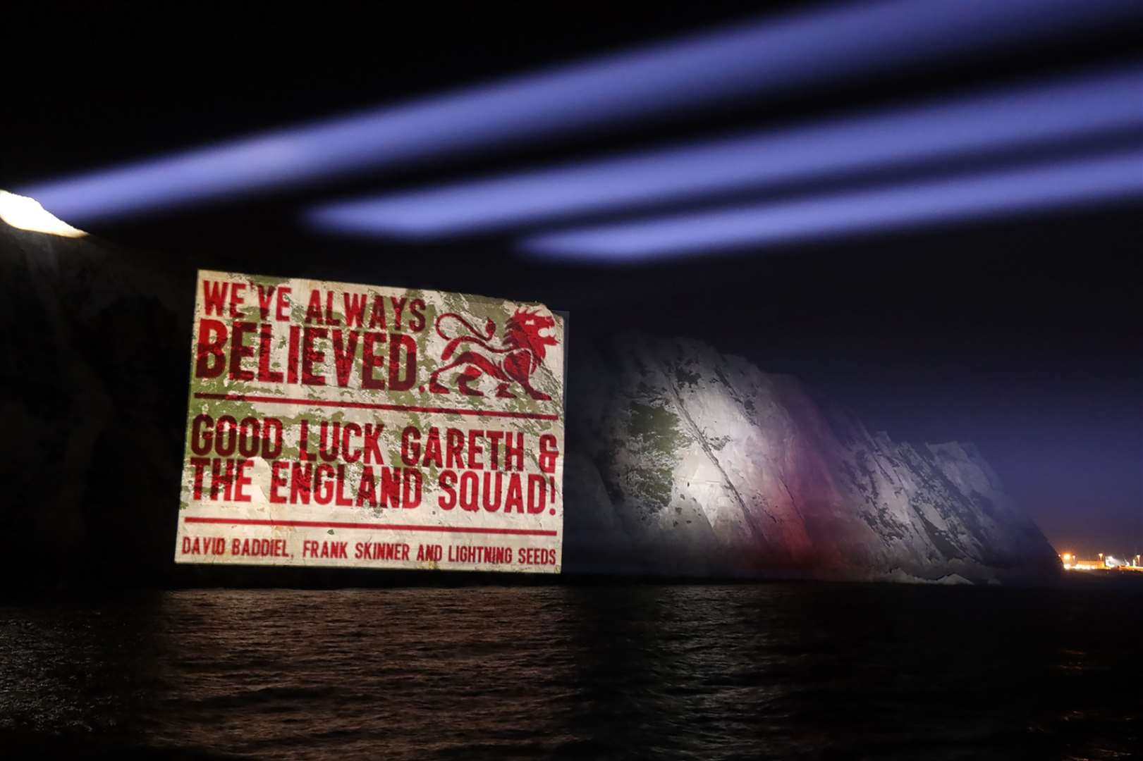 A good luck message on the White Cliffs of Dover (Handout/PA)