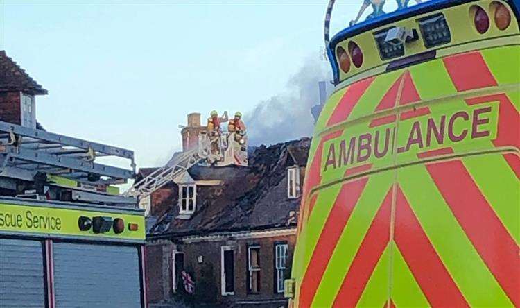 Firefighters tackle the blaze in Biddenden High Street (6164170)