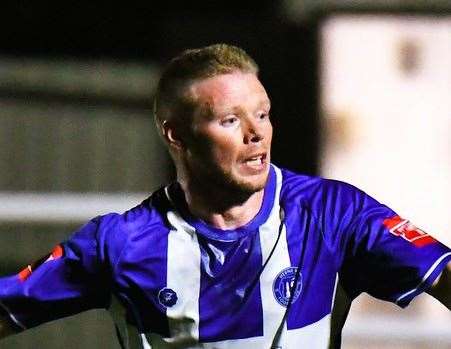 Scott Heard - put in a man-of-the-match performance in Herne Bay’s FA Trophy triumph over Three Bridges last weekend. Picture: Marc Richards