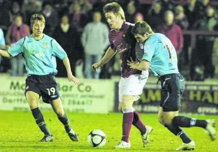 Ebbsfleet's Michael Gash holds the ball up against Wrexham on Tuesday night Picture: Matthew Reading