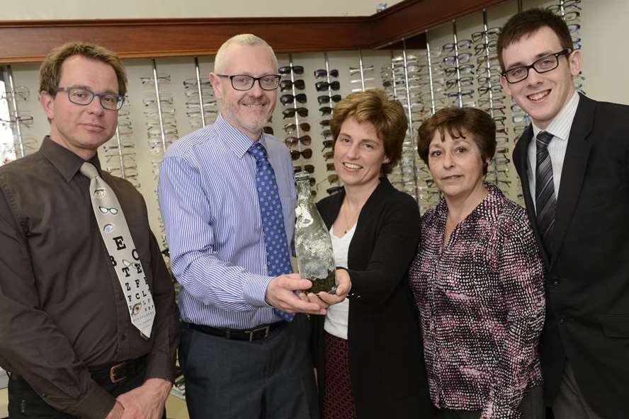 From left: Bernd Ringelmann, Huw and Helen Pinney, Denise Rhodes and Alan Stamp