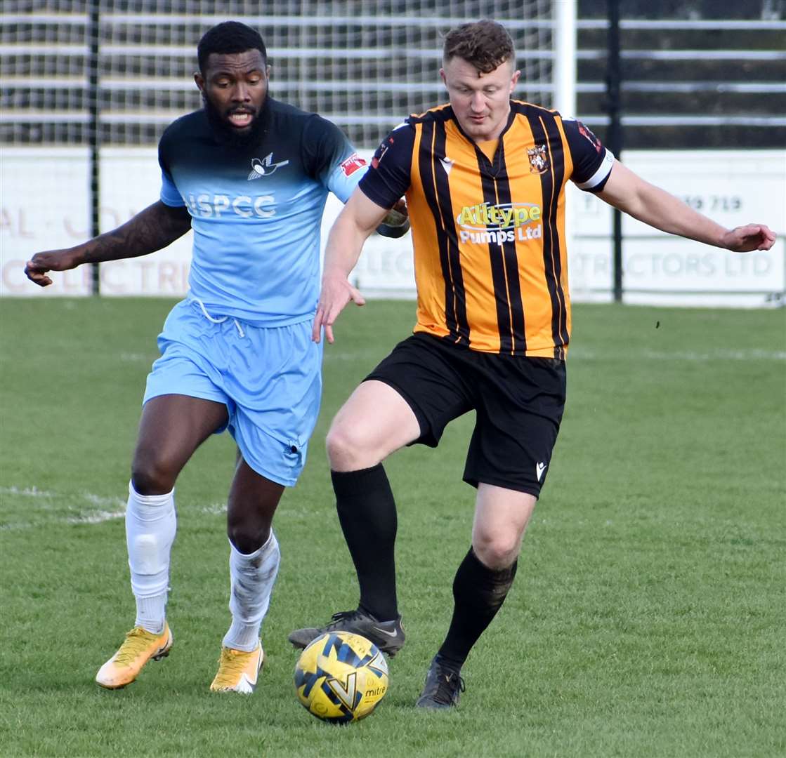 Callum Davies in possession for Folkestone. Picture: Randolph File