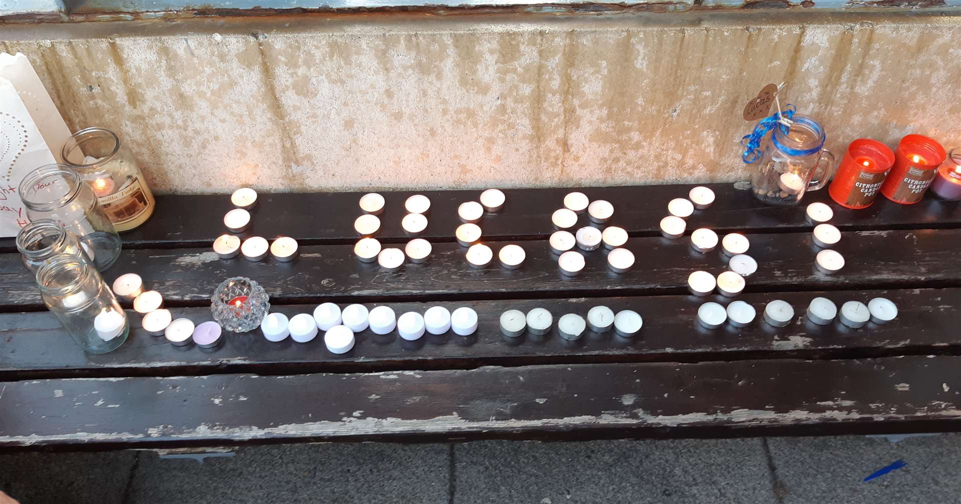 Seafront tribute to Lucas made of candles