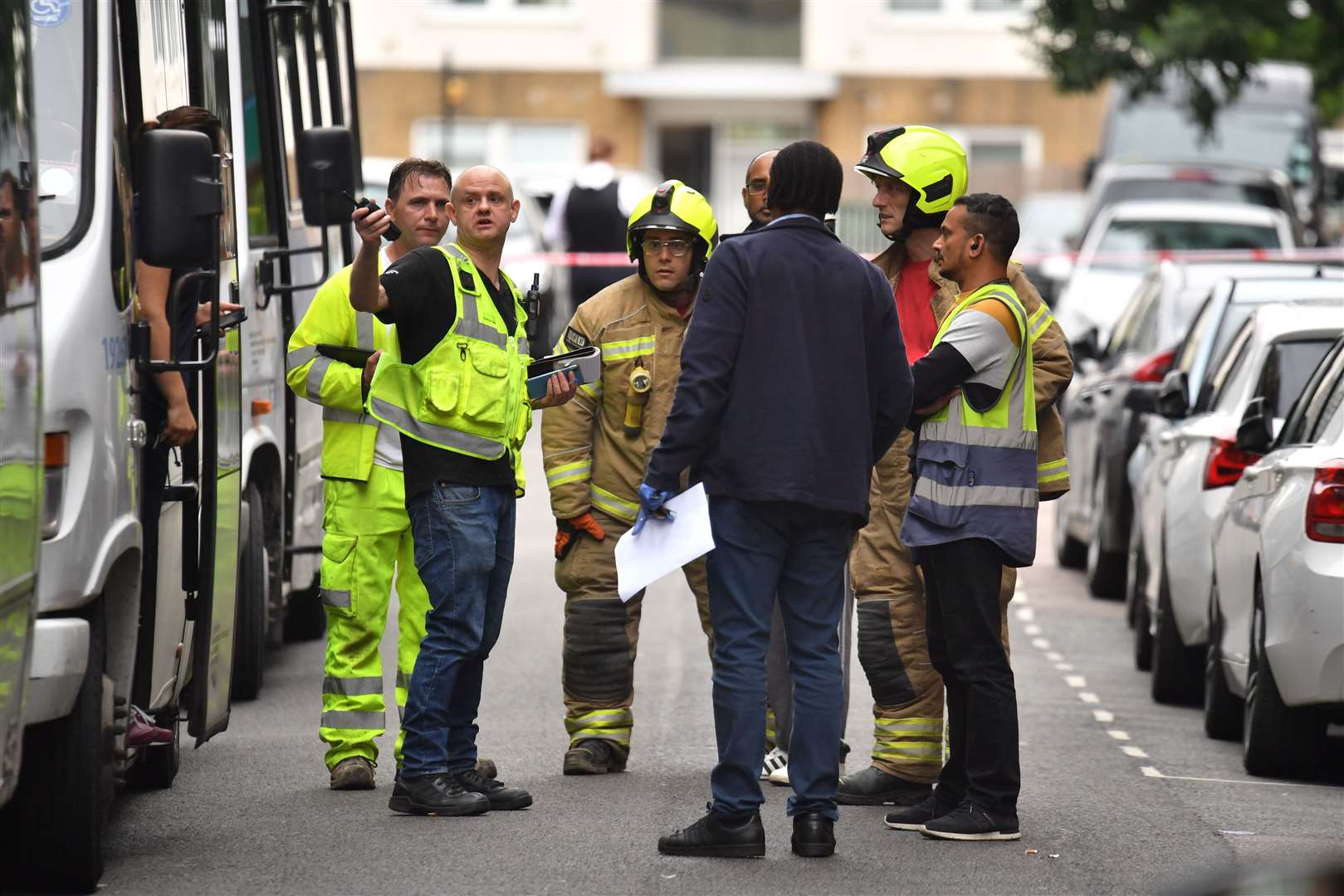 Emergency personnel at the scene in Bow, east London (Dominic Lipinski/PA)