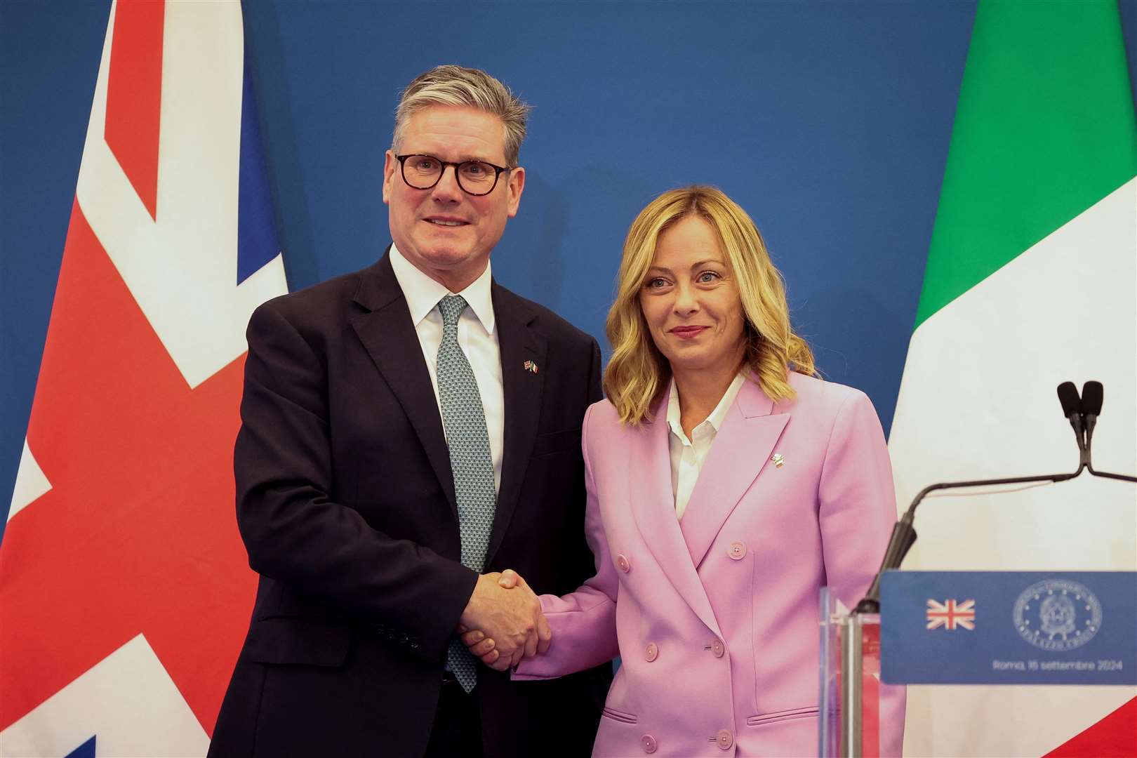 Prime Minister Sir Keir Starmer with Italian Prime Minister Giorgia Meloni hold a joint press conference at Villa Doria Pamphilj in Rome, Italy (Phil Noble/PA)