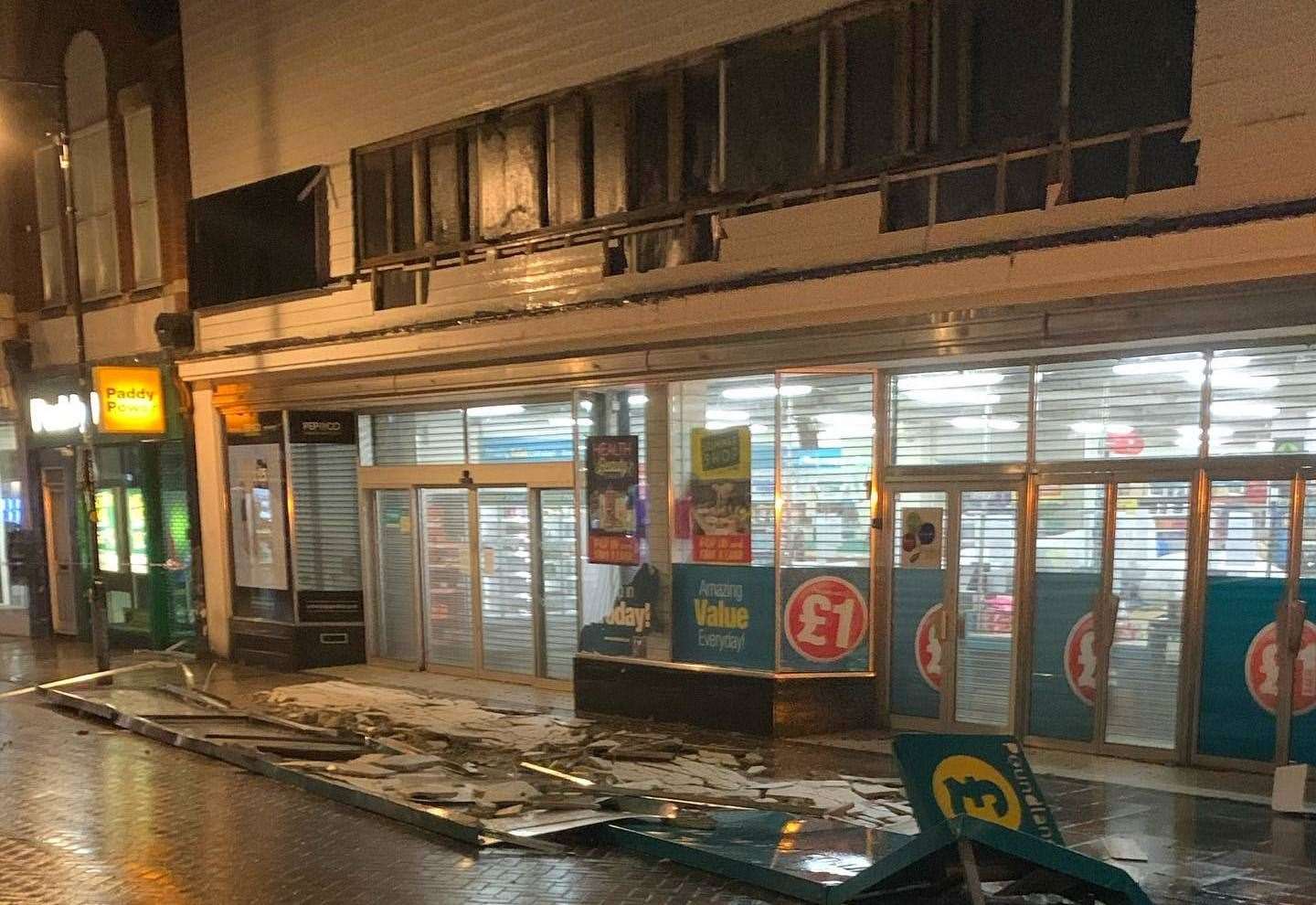 Poundland in Gillingham damaged as gale force winds lash county