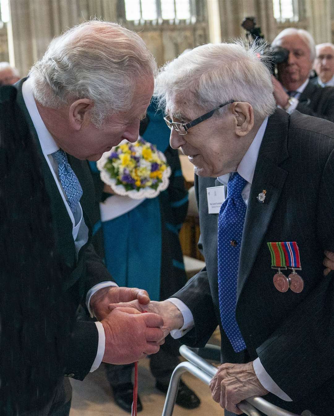 Charles presents Maundy money to 101-year-old William Sanderson (Arthur Edwards/The Sun/PA)