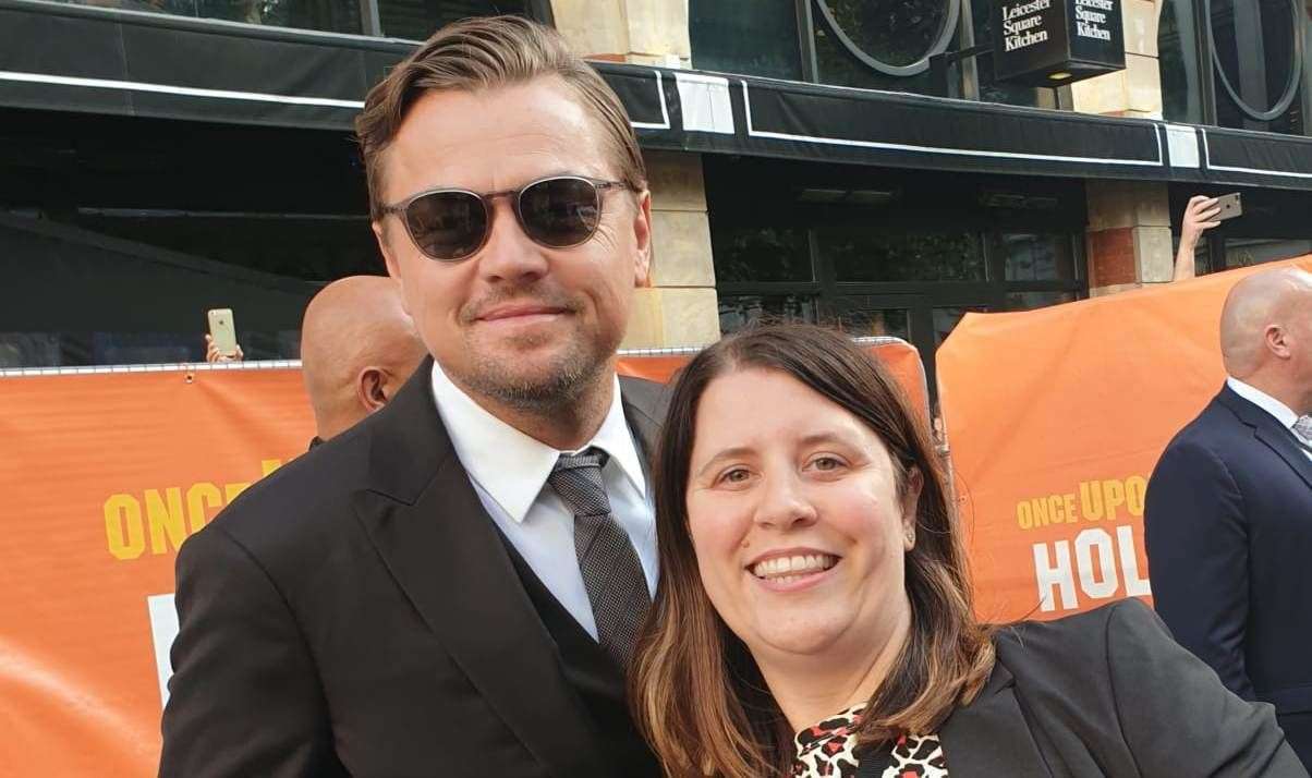 Becca Hill with Leonardo Dicaprio at the premiere of Once Upon a Time In Hollywood. (19976875)