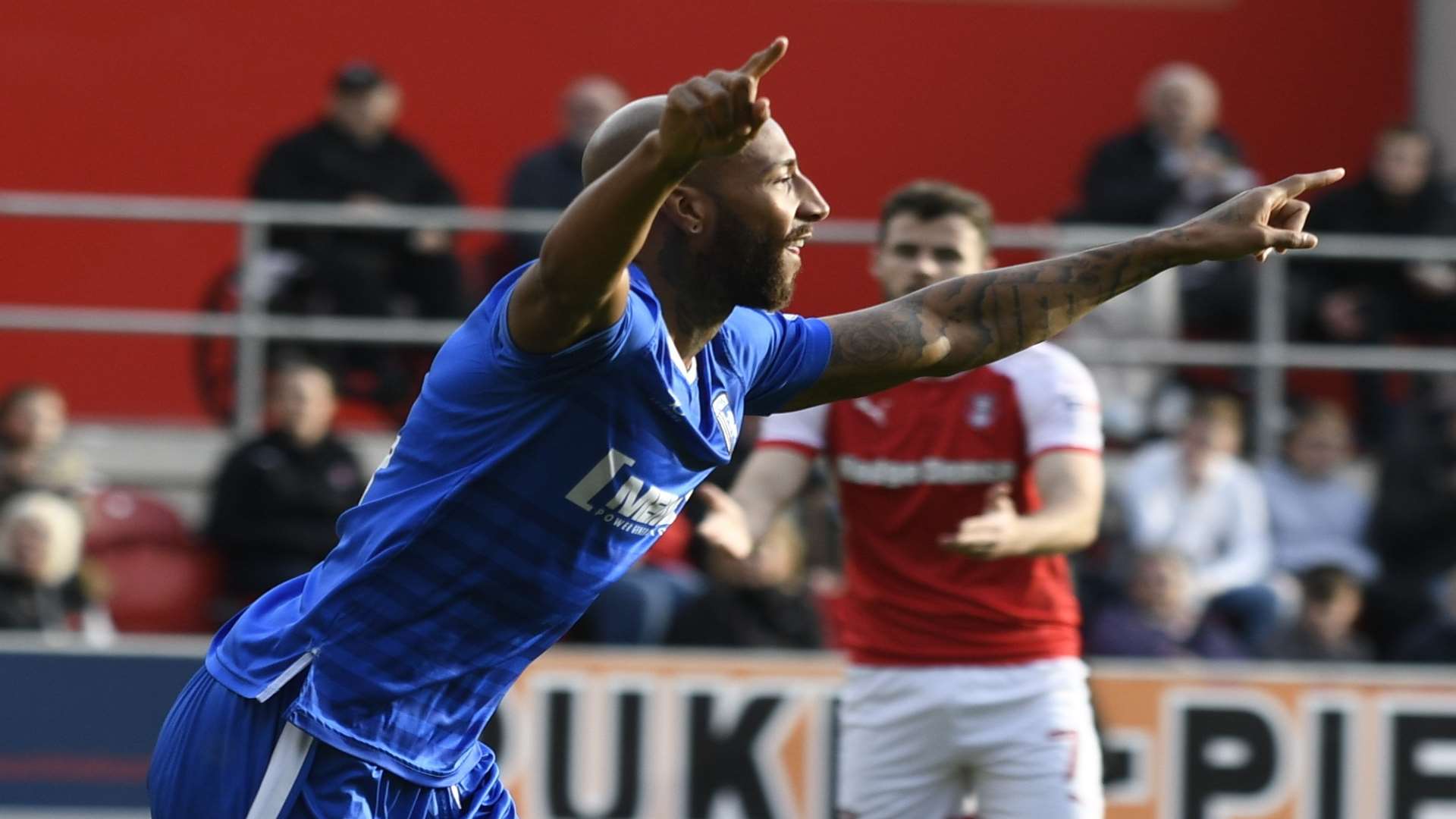 Josh Parker celebrates the first of his two goals on Saturday Picture: Barry Goodwin