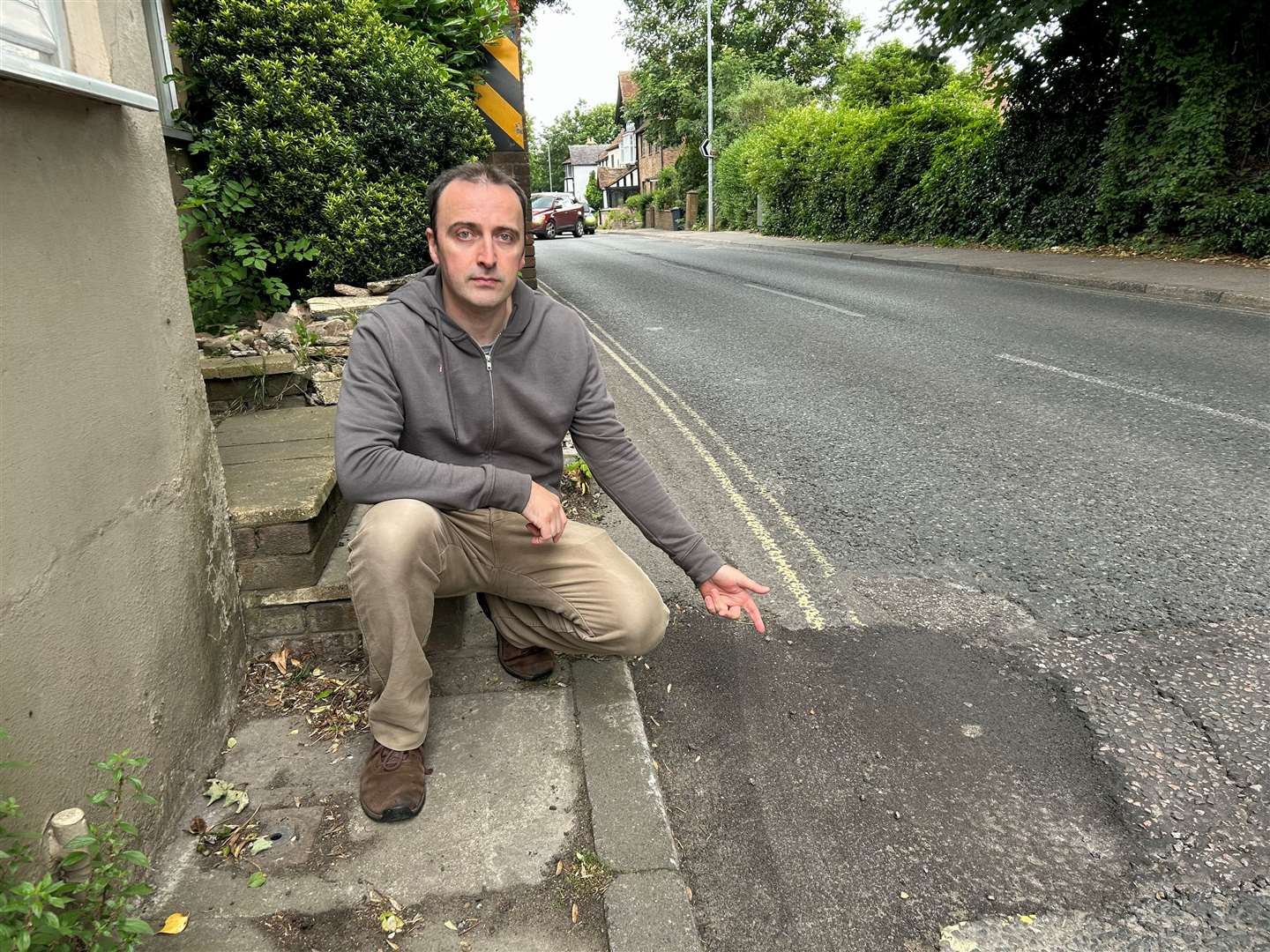 Dr Tom Nichols says a safety bollard has not been replaced near his home after a recent crash