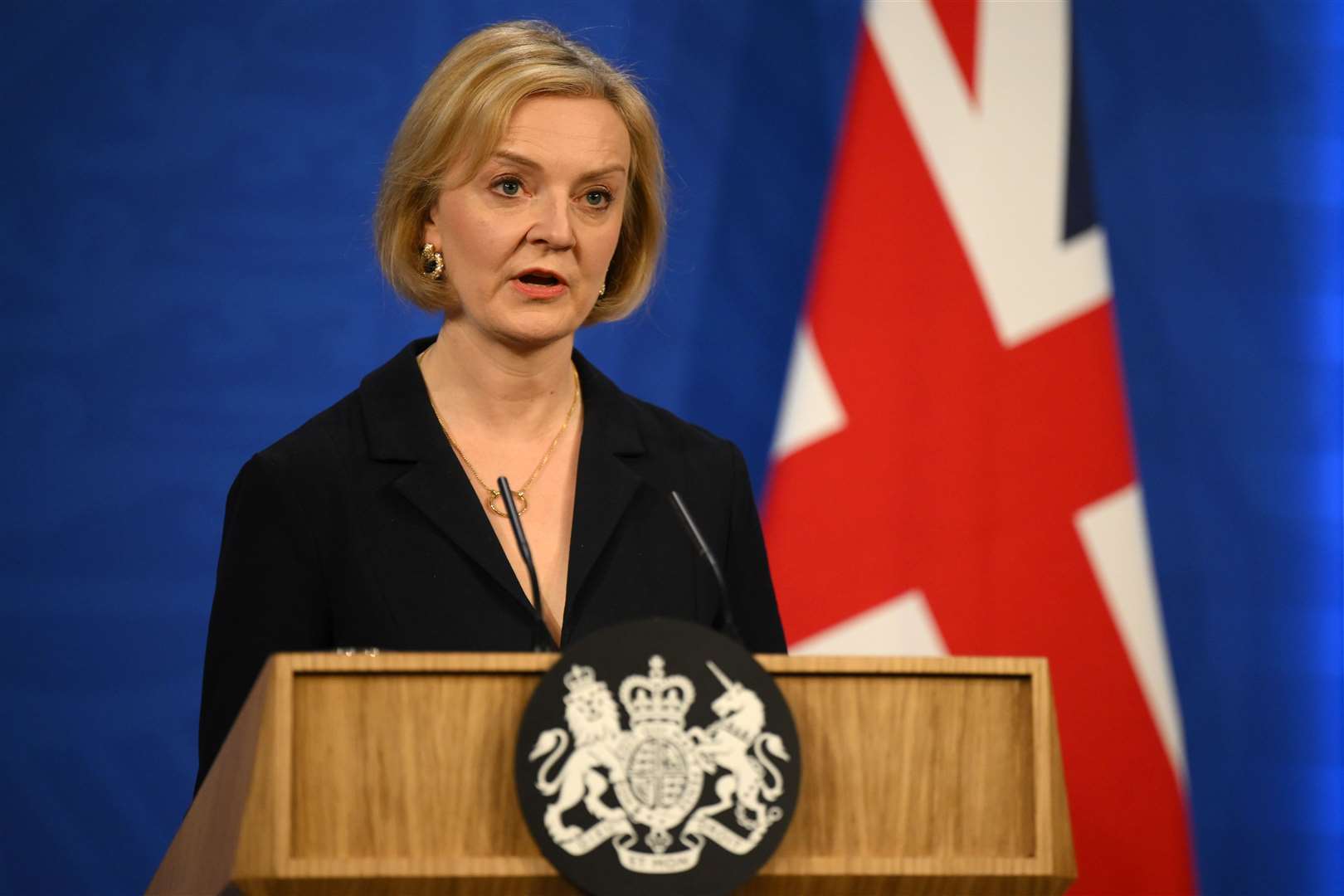 Prime Minister Liz Truss told a press conference that she is determined to deliver on what she set out when she campaigned to be party leader (Daniel Leal/PA)