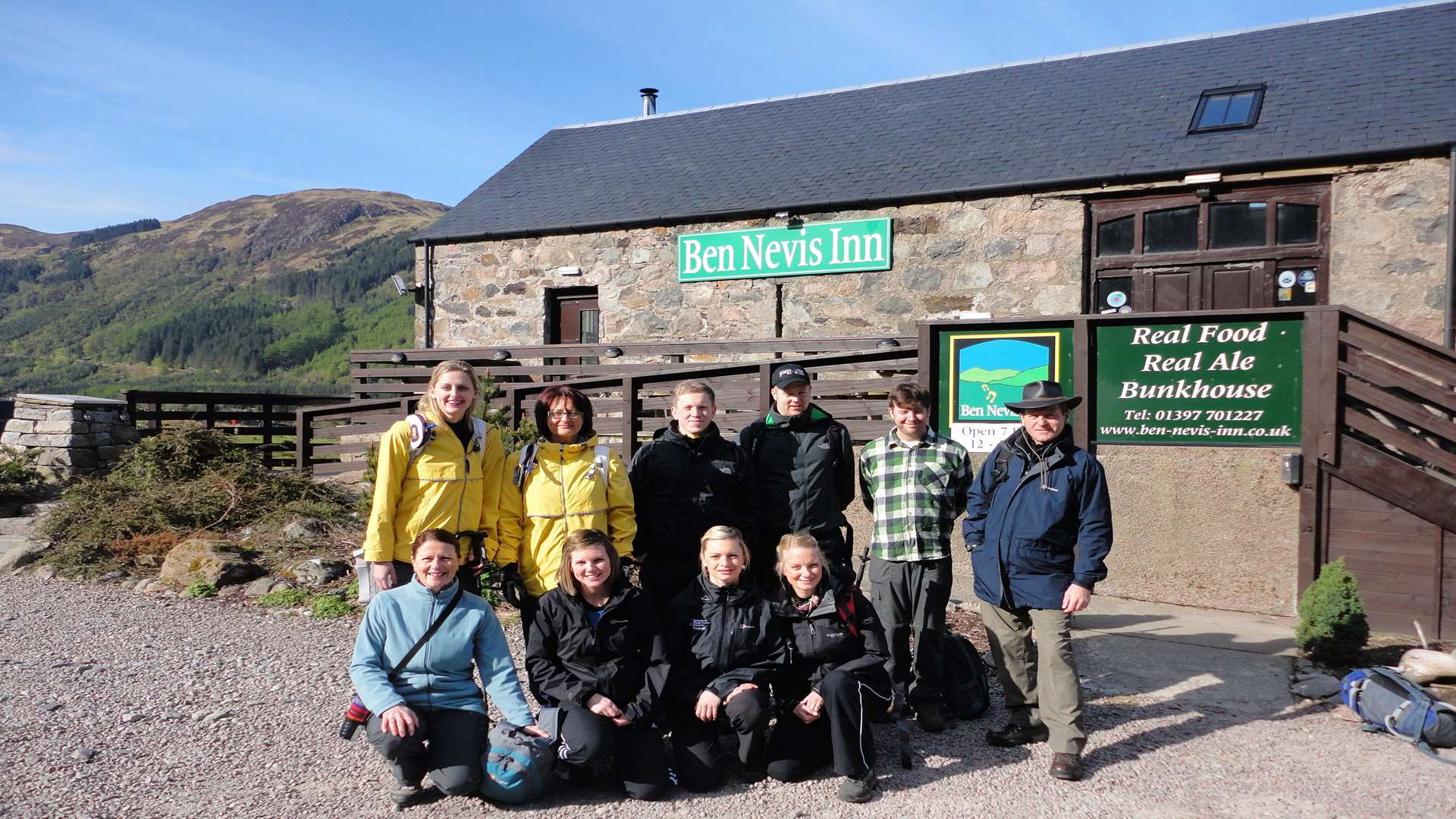 Chloe (far left) with a group of climbers on Ben Nevis