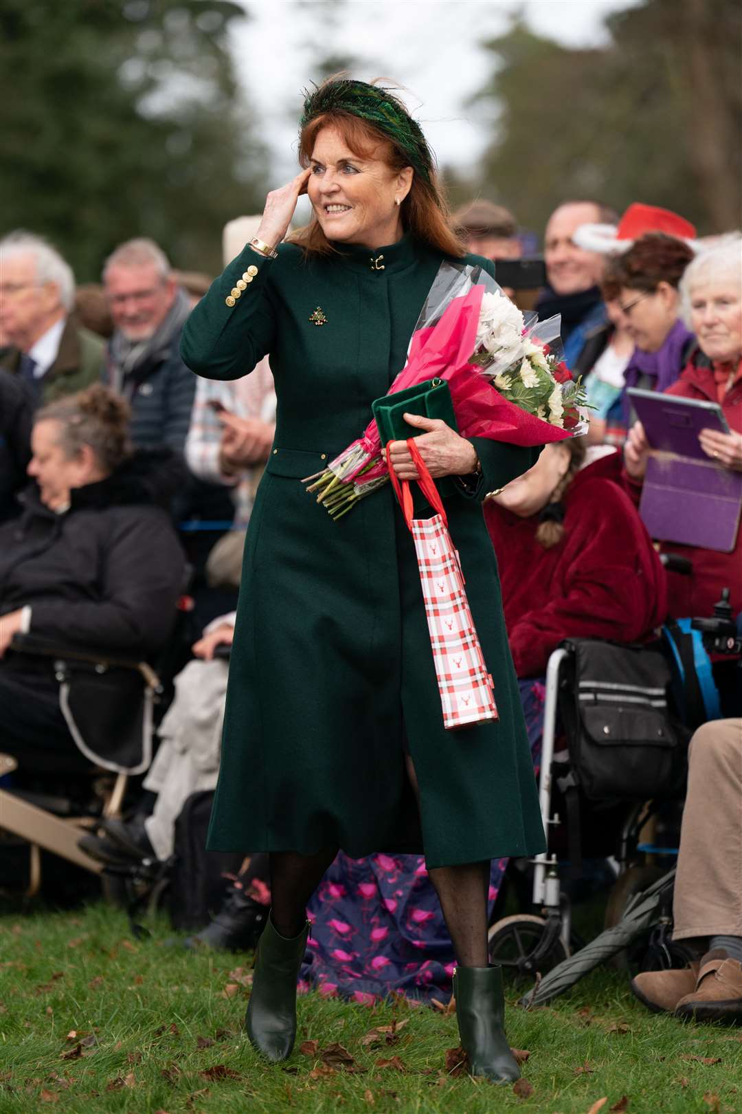 Sarah, Duchess of York, attended the Christmas Day church service at St Mary Magdalene Church in Sandringham (Joe Giddens/PA)