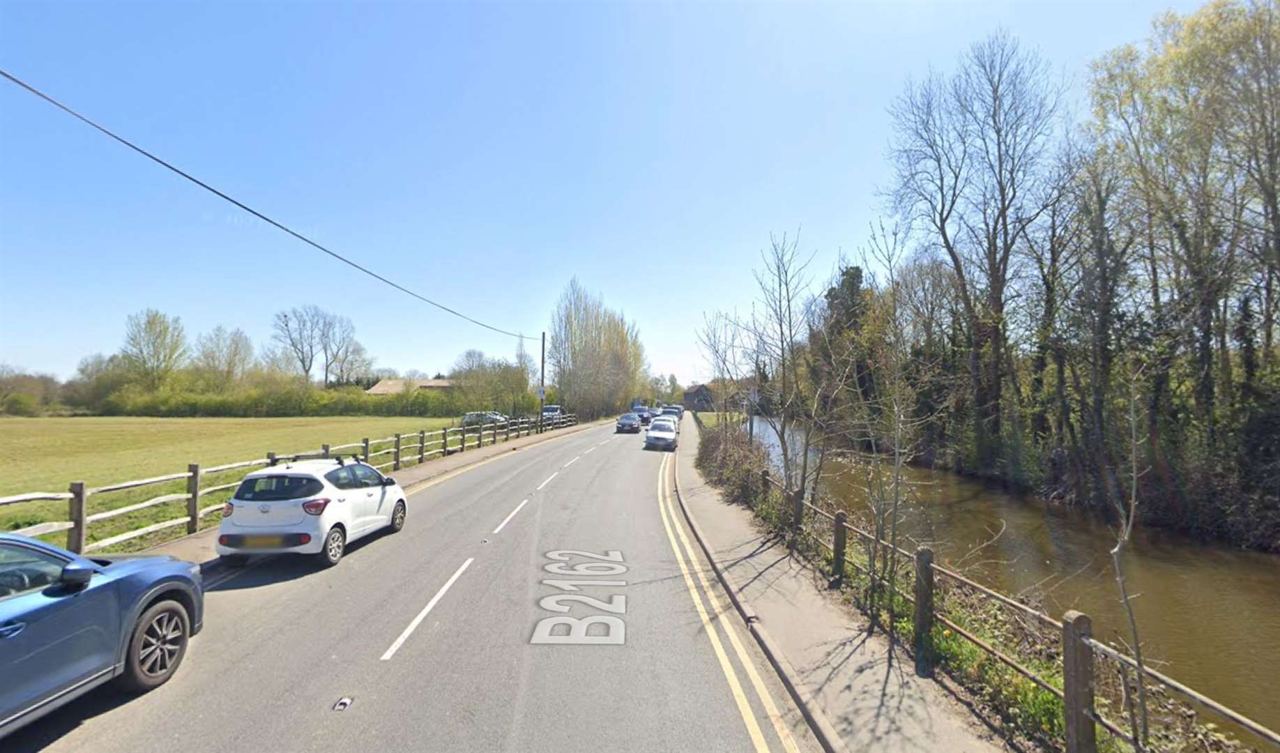 A lorry and a tractor have crashed in Hampstead Lane, Yalding. Picture: Google