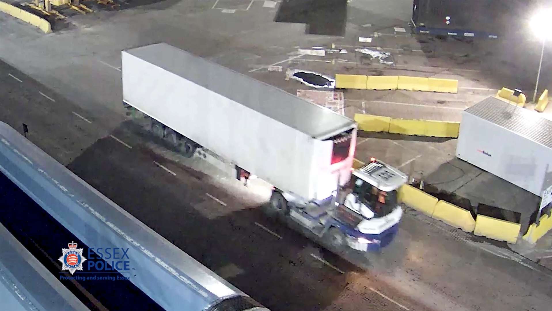 CCTV image of the trailer being taken off the ship at Port of Purfleet (Essex Police/PA)