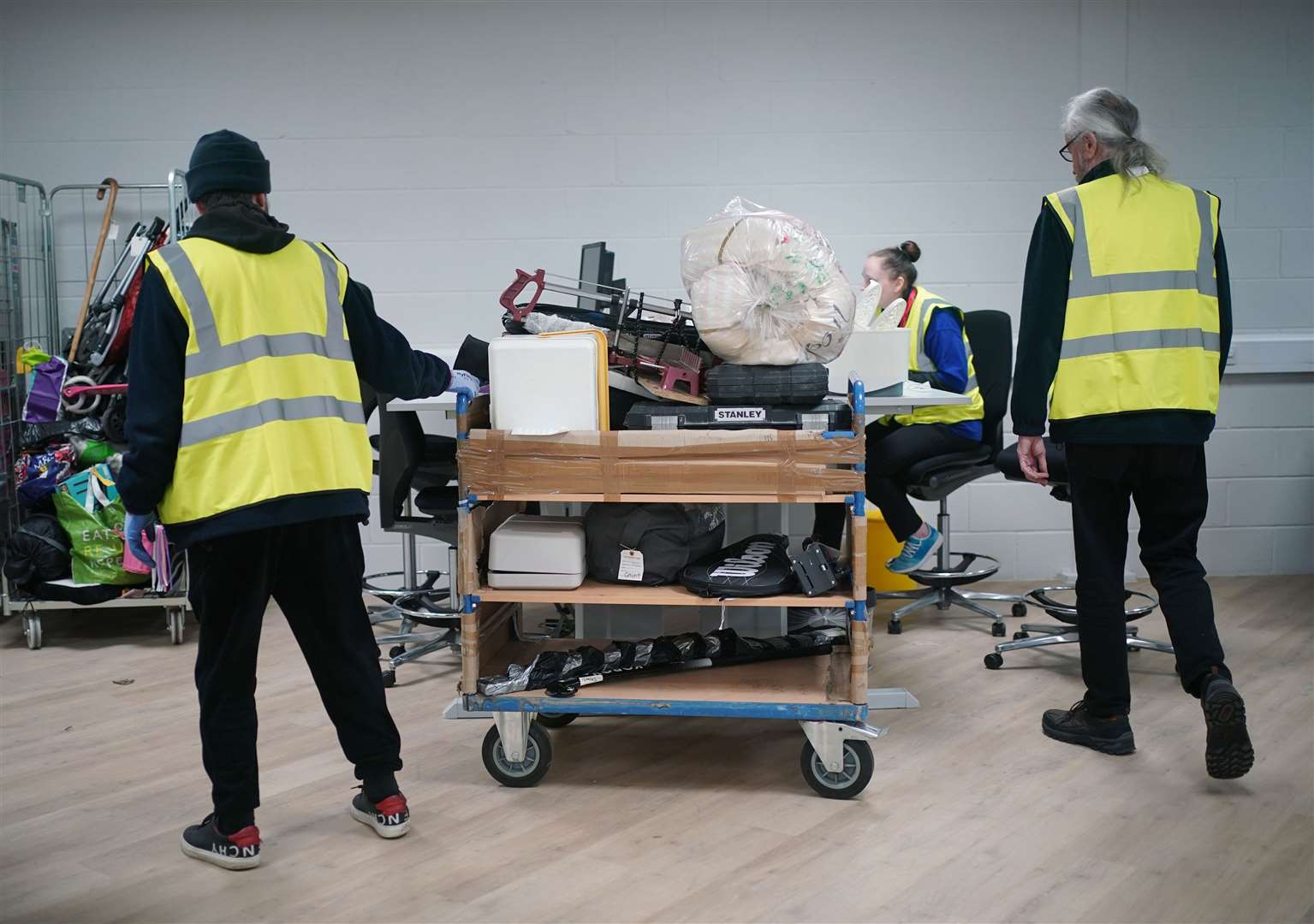 A trolley of items being processed at the lost property office (Yui Mok/PA)