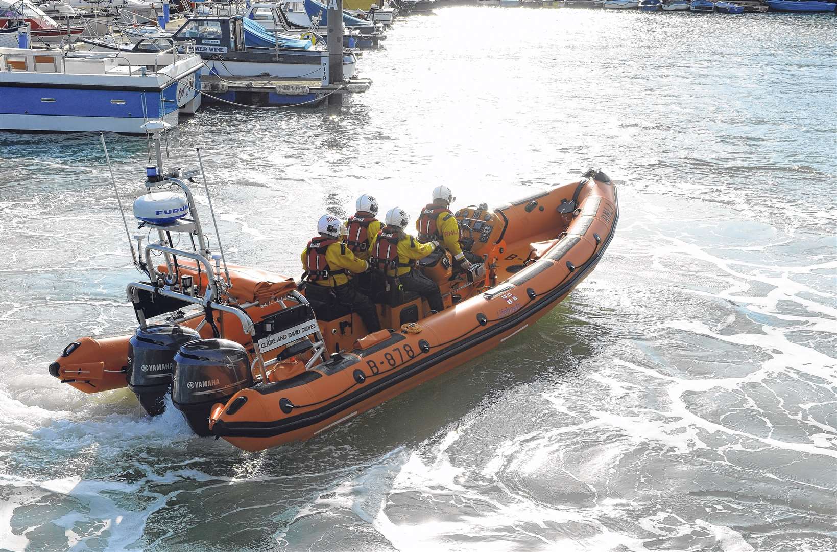 The Claire and David Delves inflatable lifeboat based at Ramsgate Lifeboat Station