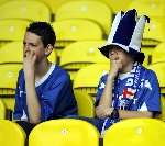 Nervous Gillingham fans ahead of kick-off at Leeds. Picture: Matthew Walker