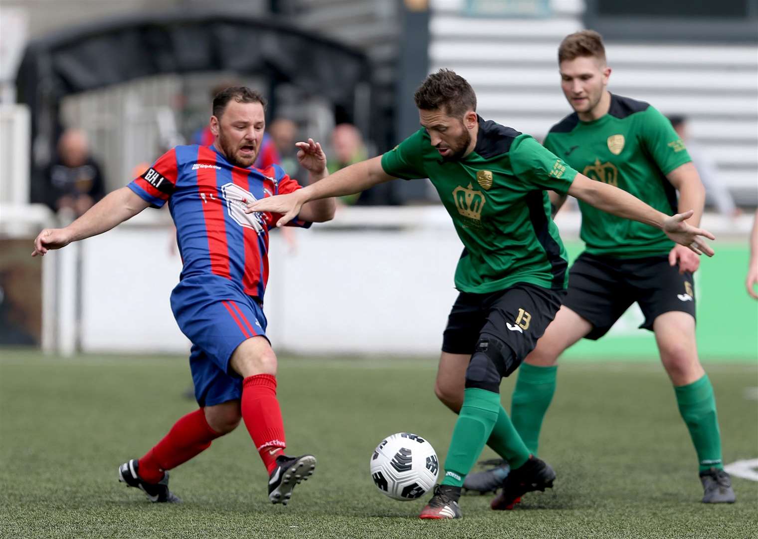 Action from the DFDS Kent Junior B Cup Final between Kemsing United (green) and Westerham. Picture: PSP Images