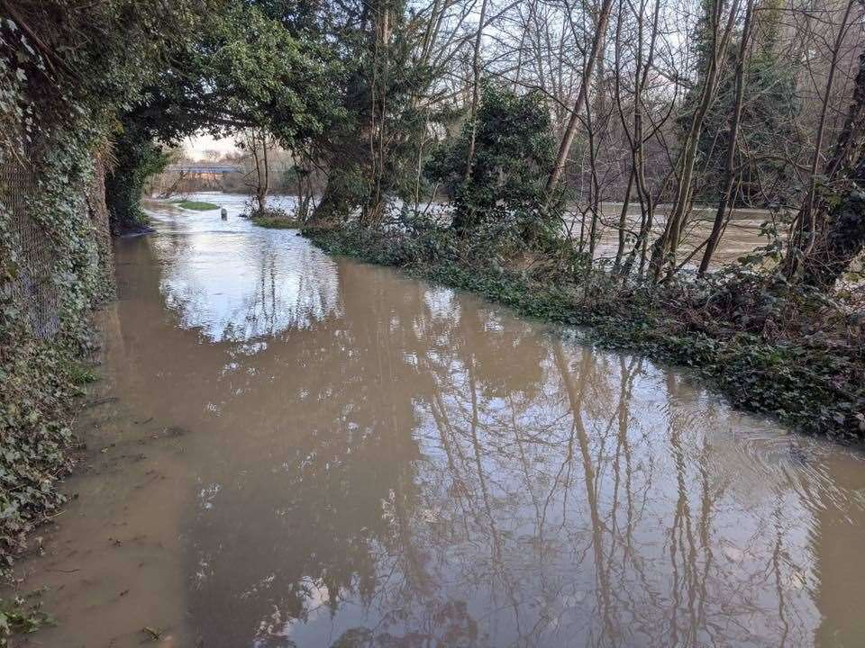 The River Medway has burst its banks due to the flooding. Picture: Catey Bowles and Chris Gedge