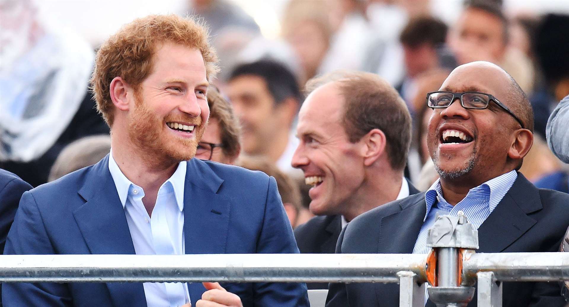 Harry with Prince Seeiso during a Sentebale concert at Kensington Palace Gardens (Dominic Lipinski/PA)