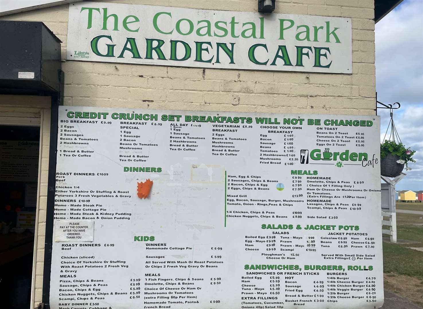 The menu proudly displayed on the wall of The Coastal Park Garden Cafe in Leysdown. Picture: Joe Crossley