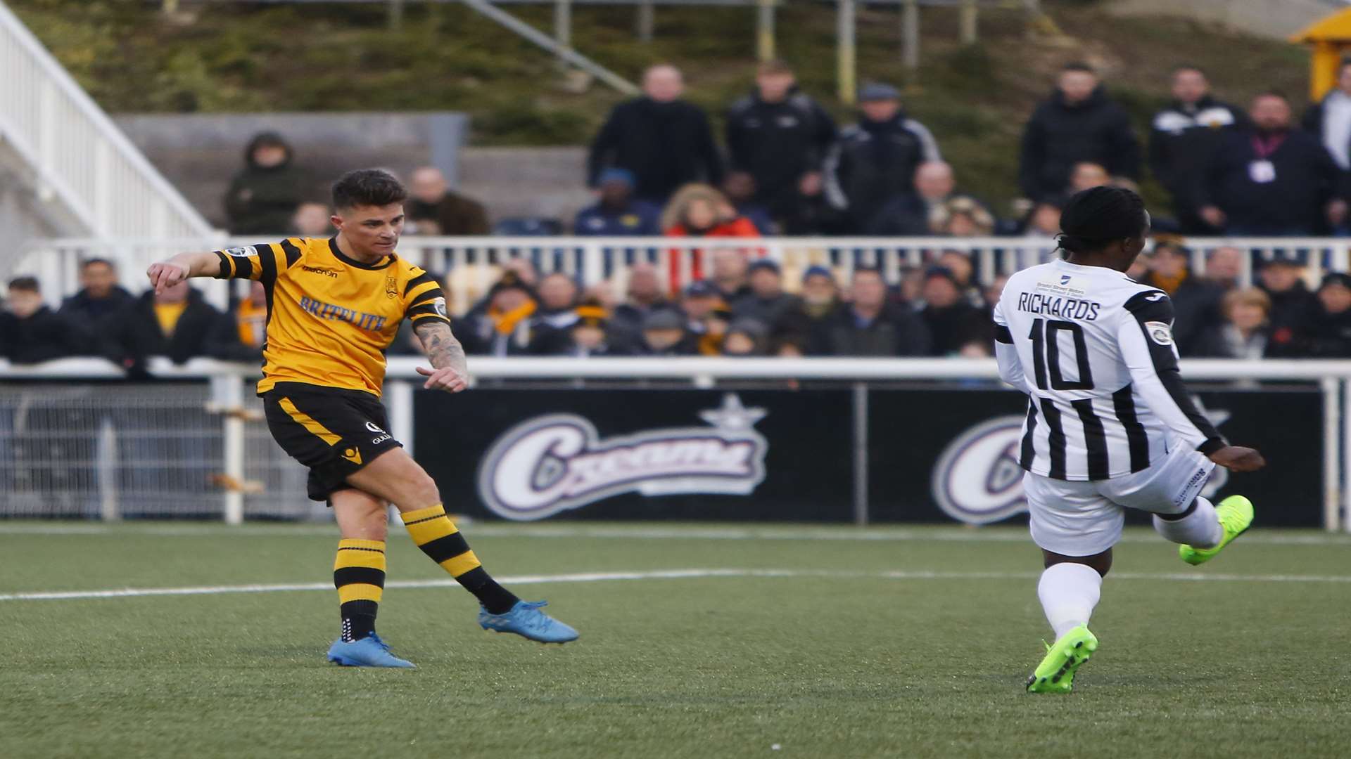 Jack Paxman scores Maidstone's winner against Torquay Picture: Andy Jones