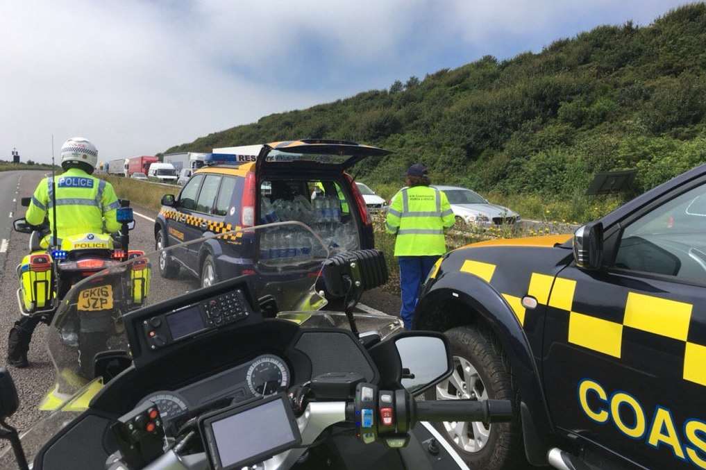 11,000 bottles of water are being handed out. Picture @kentpolicebikes