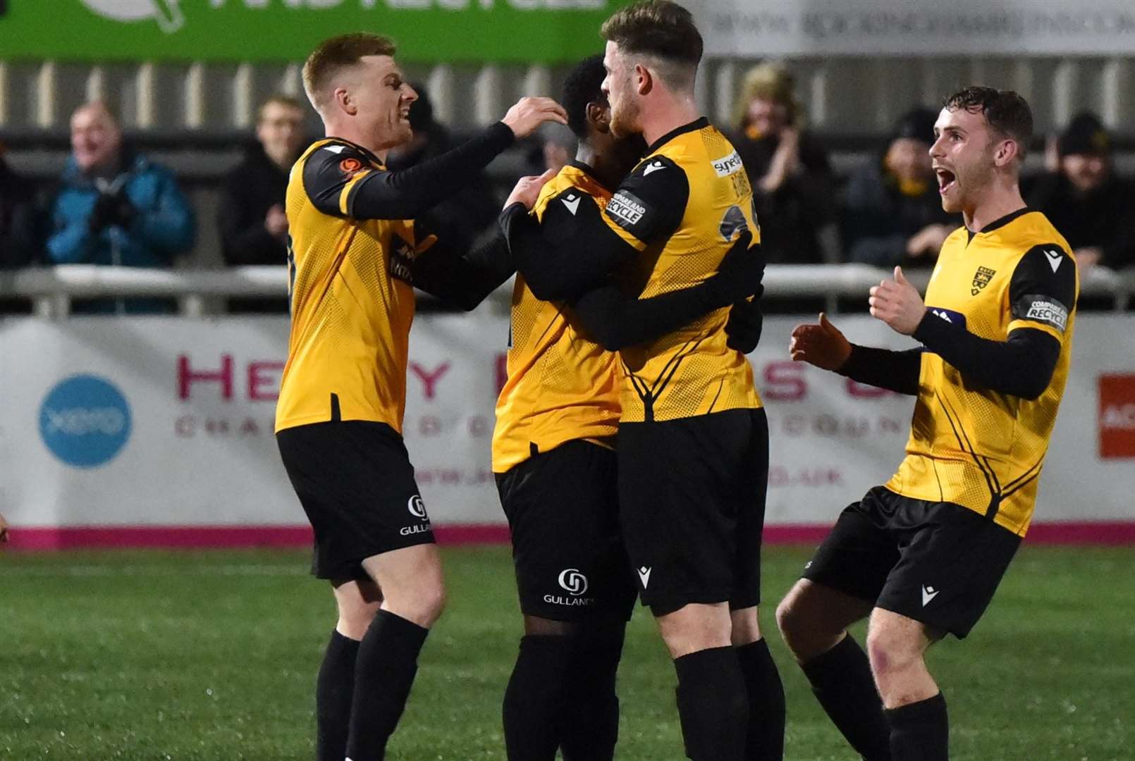 Maidstone celebrate Sam Bone's deflected first-half strike. Picture: Steve Terrell