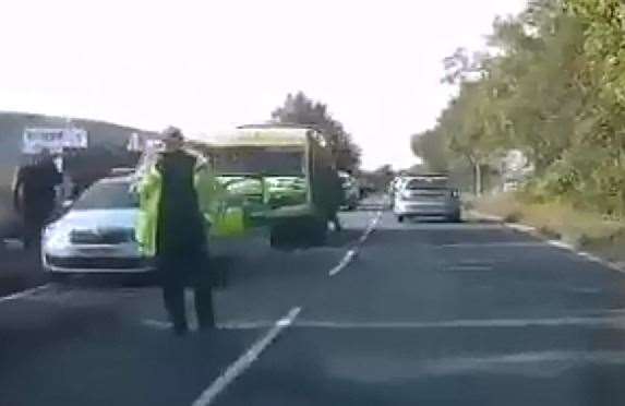 Police at the scene of the crash near Screwfix in Maidstone Road last August