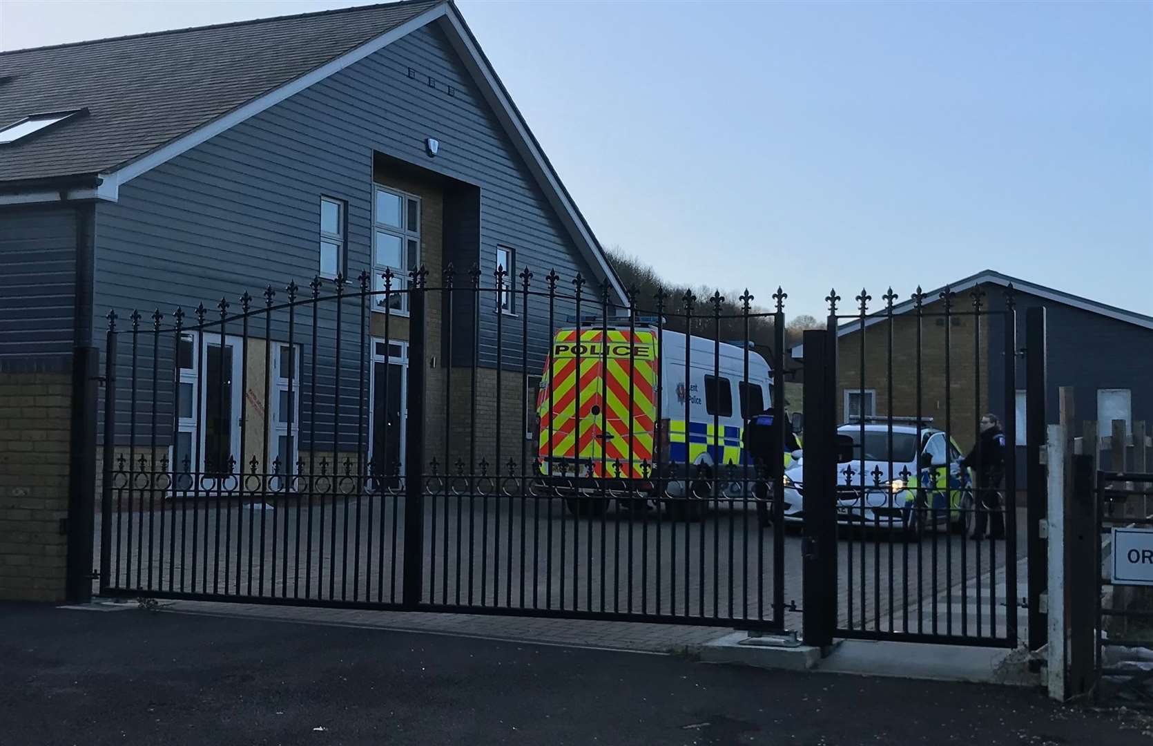 Police still at the scene in Shorne Ifield Road after the shooting