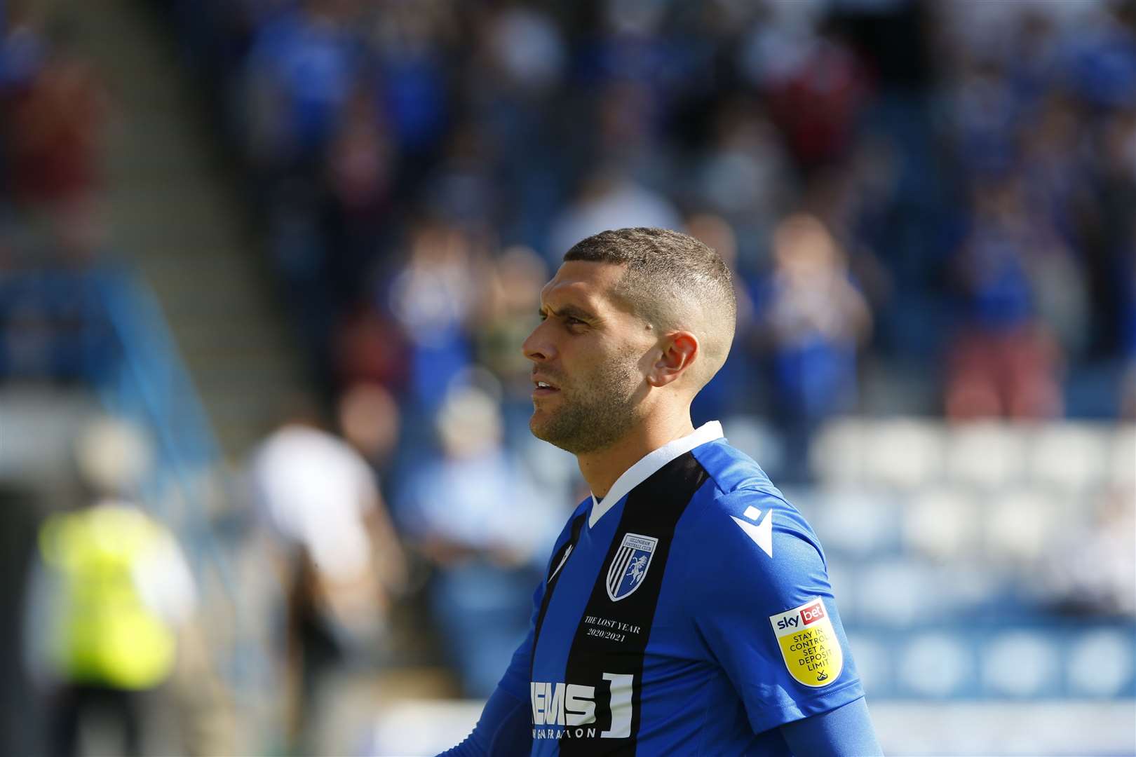 Stuart O'Keefe is sent off in the first half at Priestfield Picture: Andy Jones