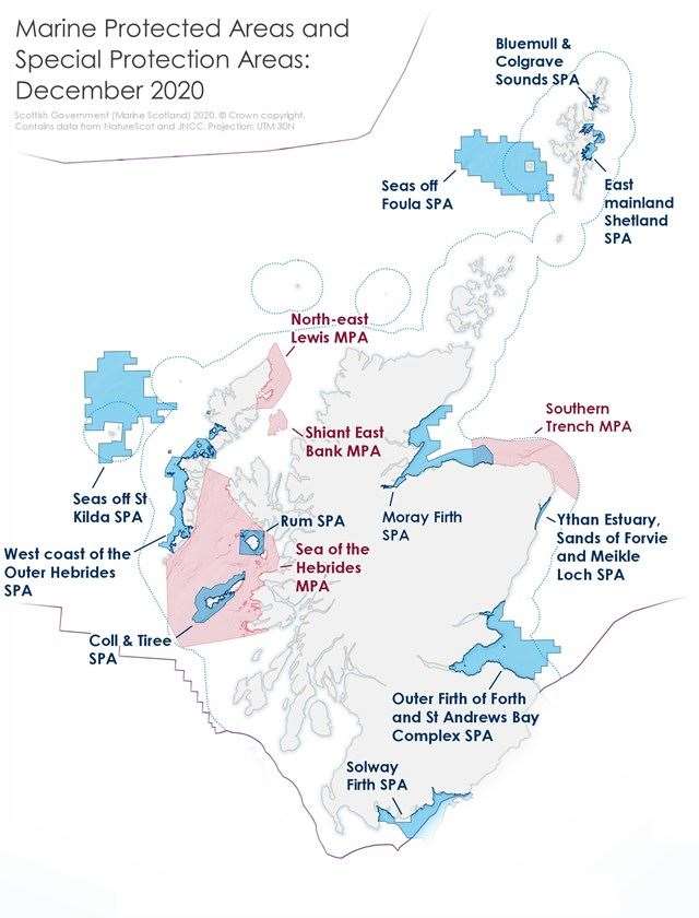 A map of Scotland’s new Marine Protected Areas and Special Protected Areas (Scottish Government/PA)