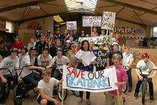 Unreal Skate Park at Trinity Road, Milton Regis skaters and bikers march on Swale House to present a petition against it's closure.