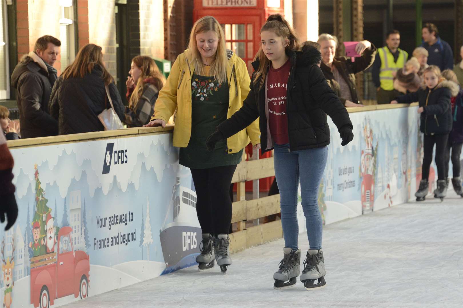 On the ice rink at the White Cliffs Christmas event